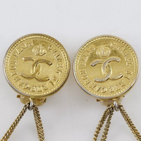 CHANEL Matelasse bag motif Earring COCO Mark vintage Plated Gold 37.8g Women - Picture 4 of 11